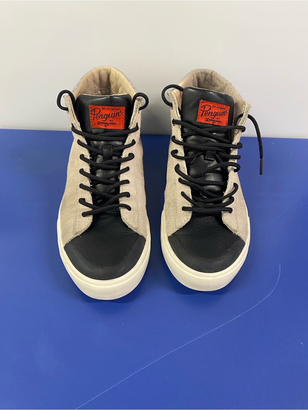Original Penguin Men's Black and Beige High-Top Sneakers